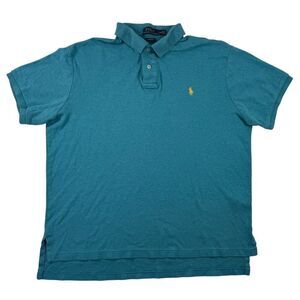 Polo Ralph Lauren Mens Large Teal Custom Fit Short Sleeve Polo Shirt